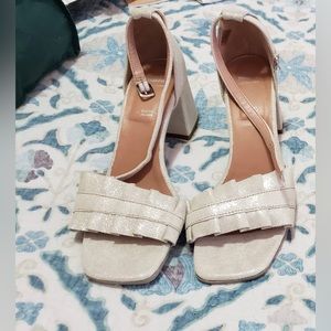 Sparkly white platform heels